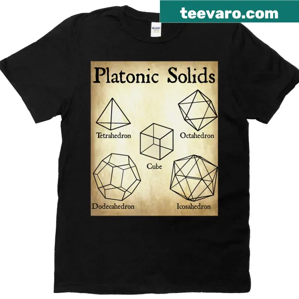 Vintage Platonic Solids design on teacher T-shirt