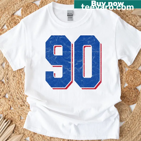 T-shirt with the number 90 in sports team jersey style for birthdays.