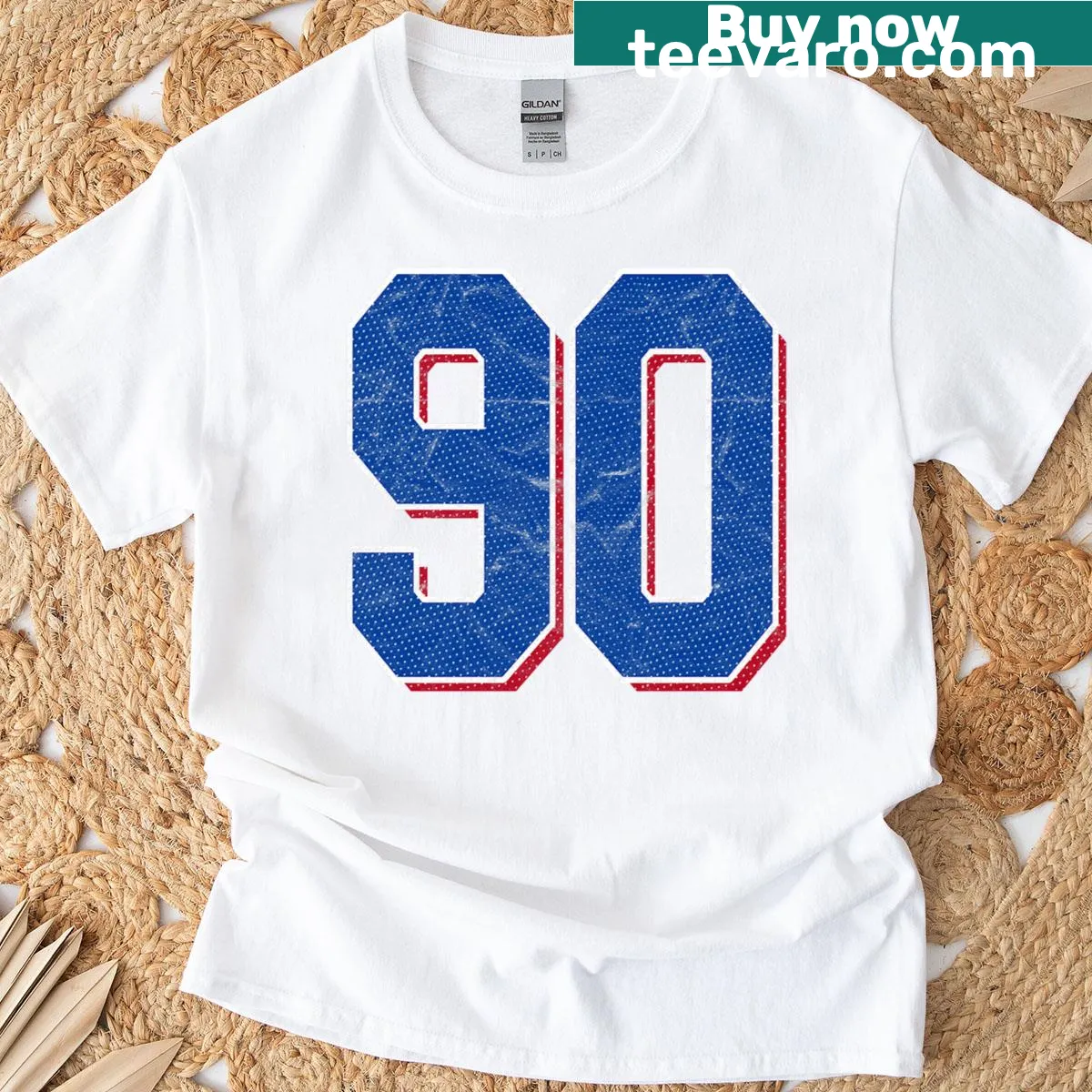 T-shirt with the number 90 in sports team jersey style for birthdays. — on a men's t-shirt