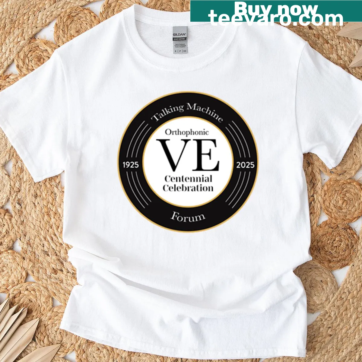 Vintage-style graphic honoring Orthophonic audio technology — on a men's t-shirt