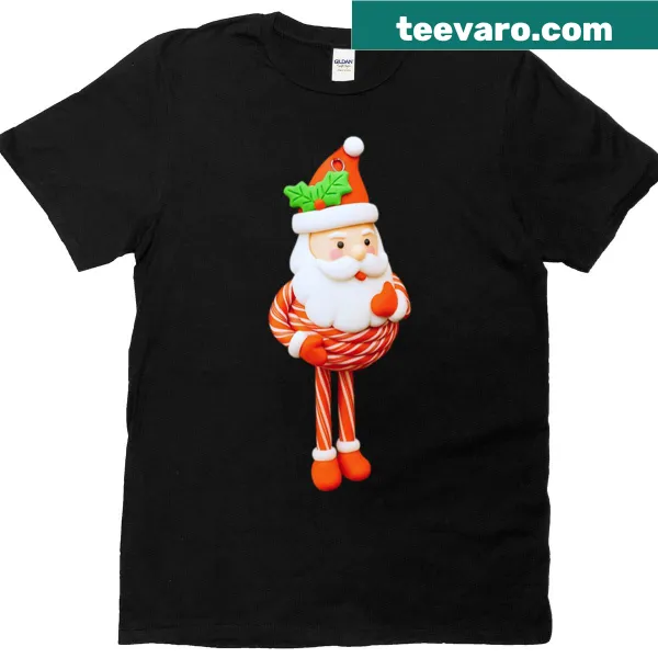 Cute holiday T-shirt featuring peppermint Santa design