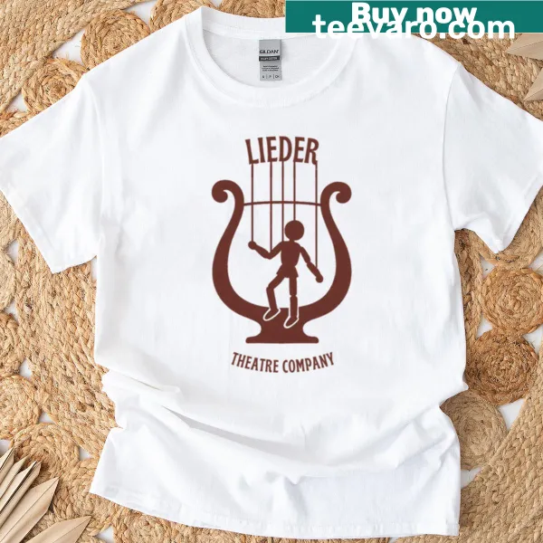 Puppet Lyre logo printed on a brown T-shirt