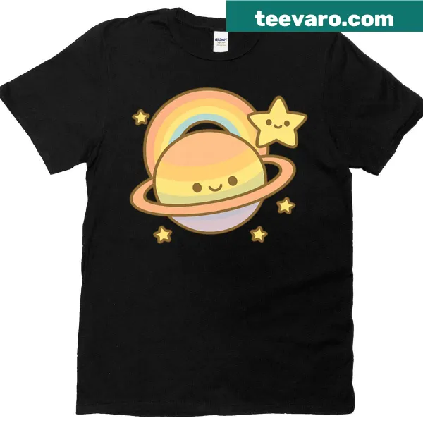 Cute t-shirt with cartoon planets and celestial buddies