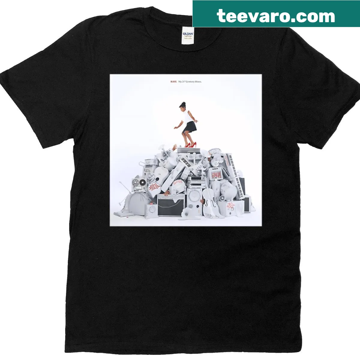 Raye album t-shirt with modern typography design — on a men's t-shirt