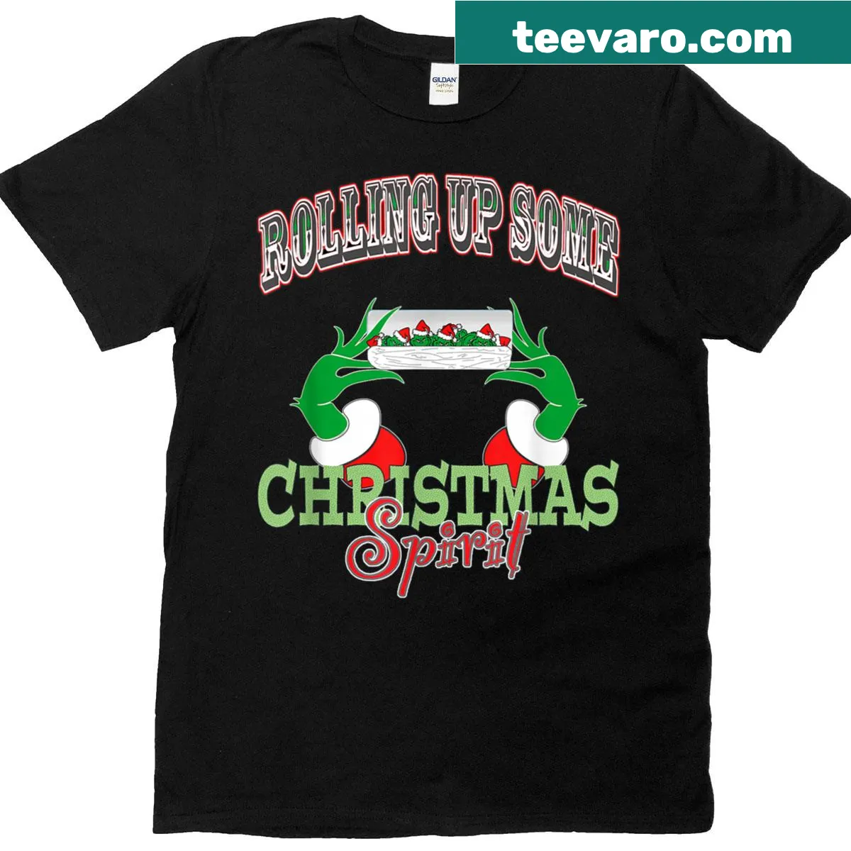 Funny Christmas-themed t-shirt with holiday graphics — on a men's t-shirt