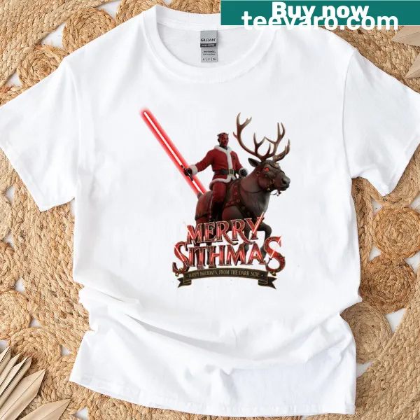 Edgy Santa Maul illustration on a festive T-shirt