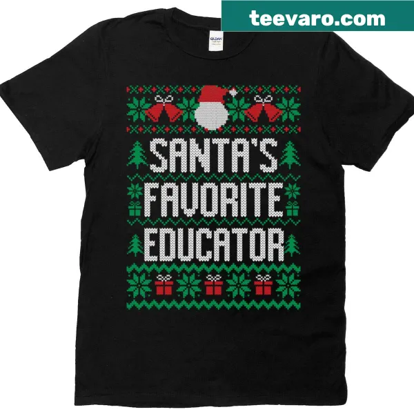Text design saying 'Santa's Favorite Educator' in festive style