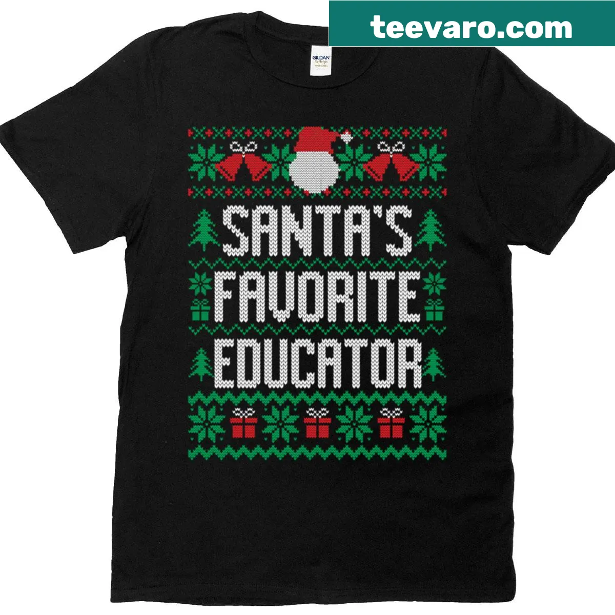 Text design saying 'Santa's Favorite Educator' in festive style — on a men's t-shirt