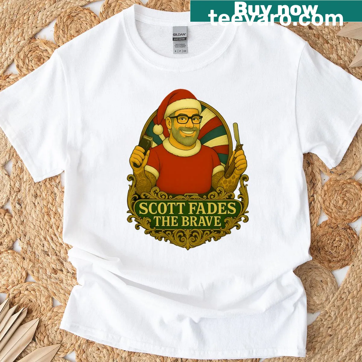 Vintage typography Scott Fades The Brave T-shirt — on a men's t-shirt