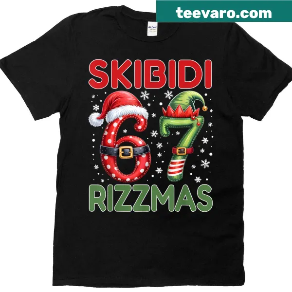 Funny Christmas T-shirt with humorous Skibidi Rizzmas text