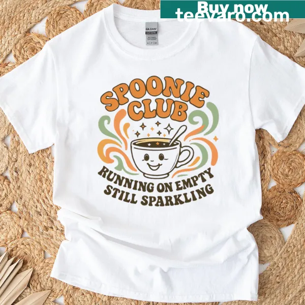 Retro coffee cup and spoon graphic with 'Running On Empty' text