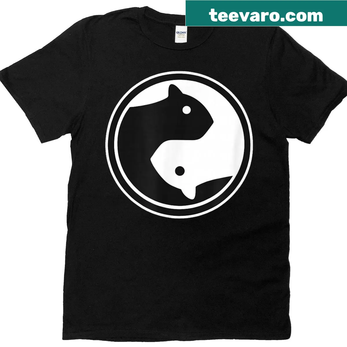 Yin Yang style Squirrel Head graphic T-shirt — on a men's t-shirt