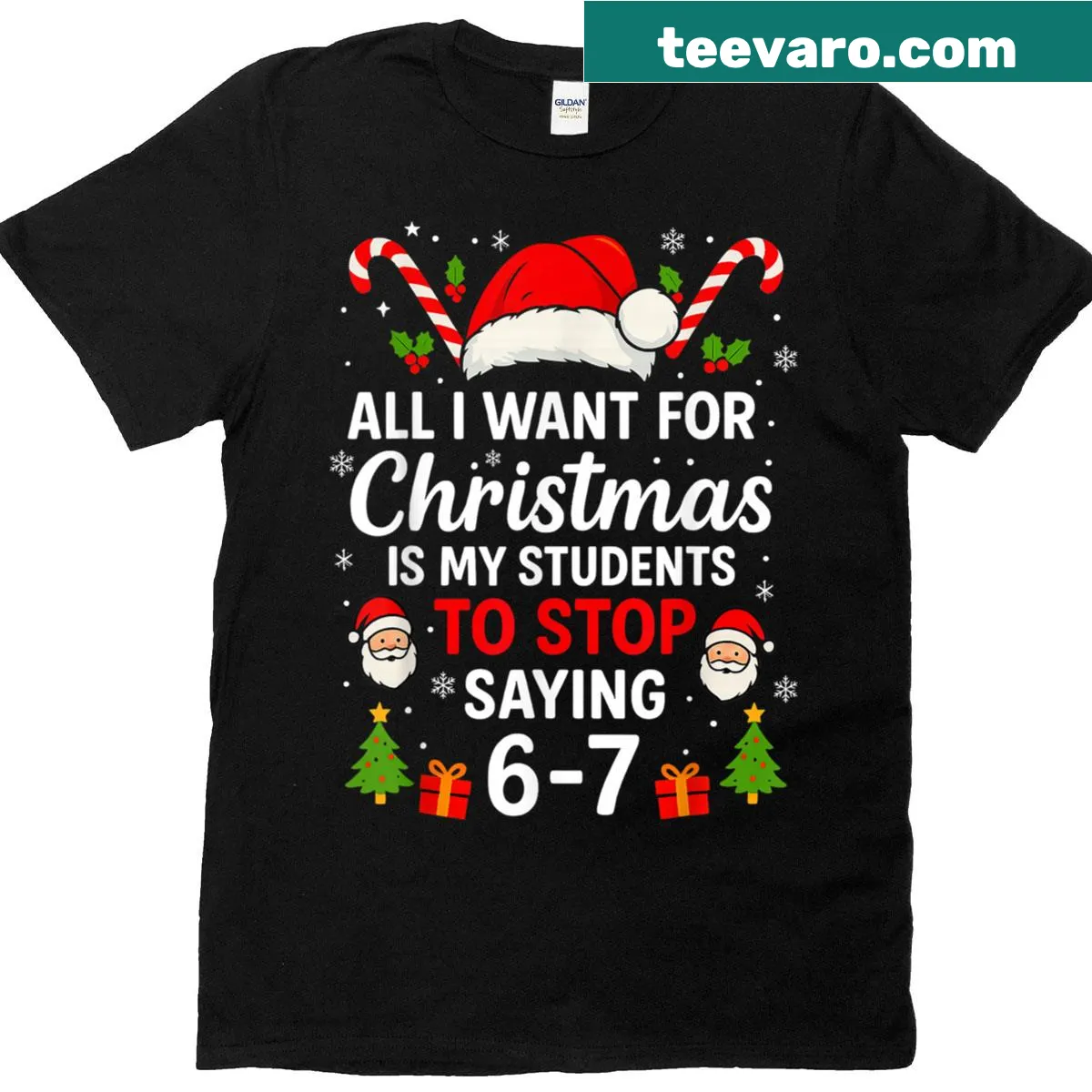 Funny teacher T-shirt with playful numbers and phrases for Christmas — on a men's t-shirt