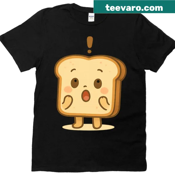 Cartoon surprised toast character T-shirt design