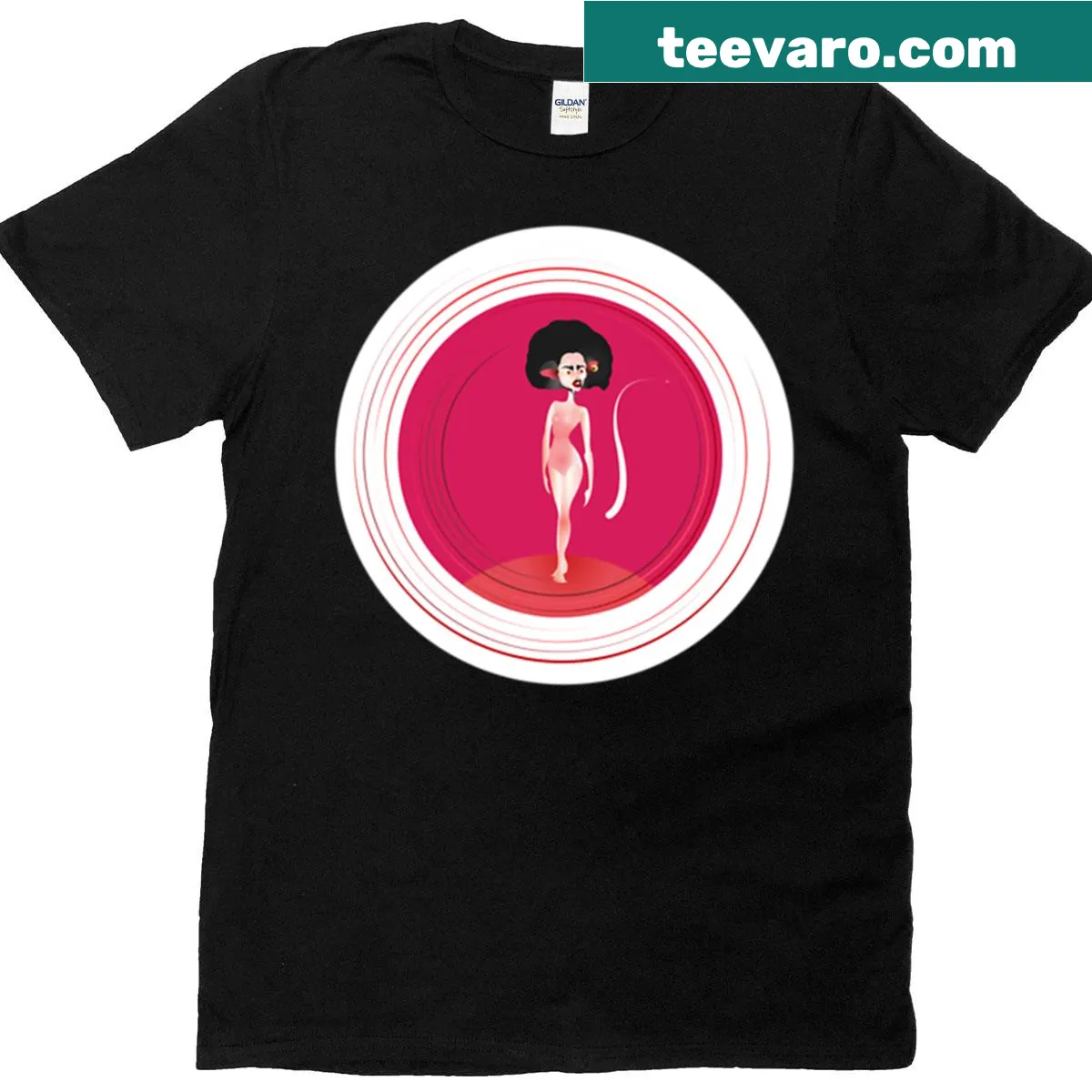 Surreal anthropomorphic cat graphic on a creative T-shirt — on a men's t-shirt