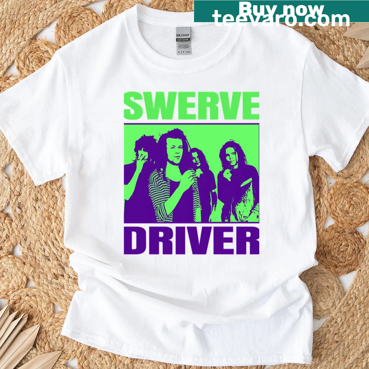 Fanart T-shirt celebrating the band Swervedriver — on a men's t-shirt