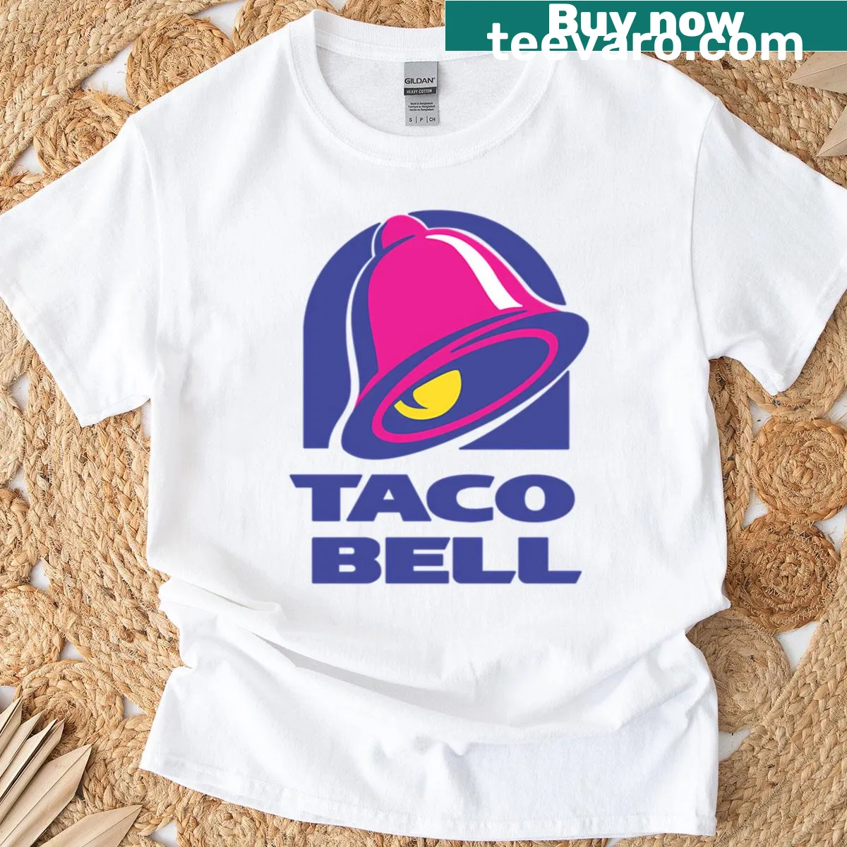 T-shirt featuring the Taco Bell logo graphic — on a men's t-shirt