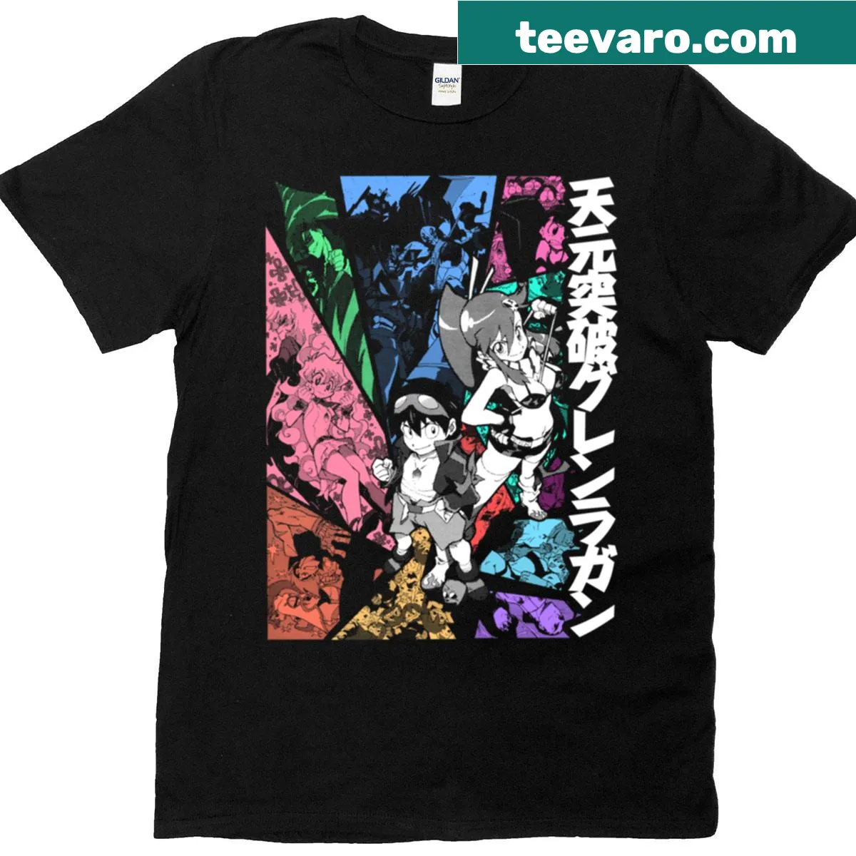 Tengen Toppa themed T-shirt with bold graphics — on a men's t-shirt