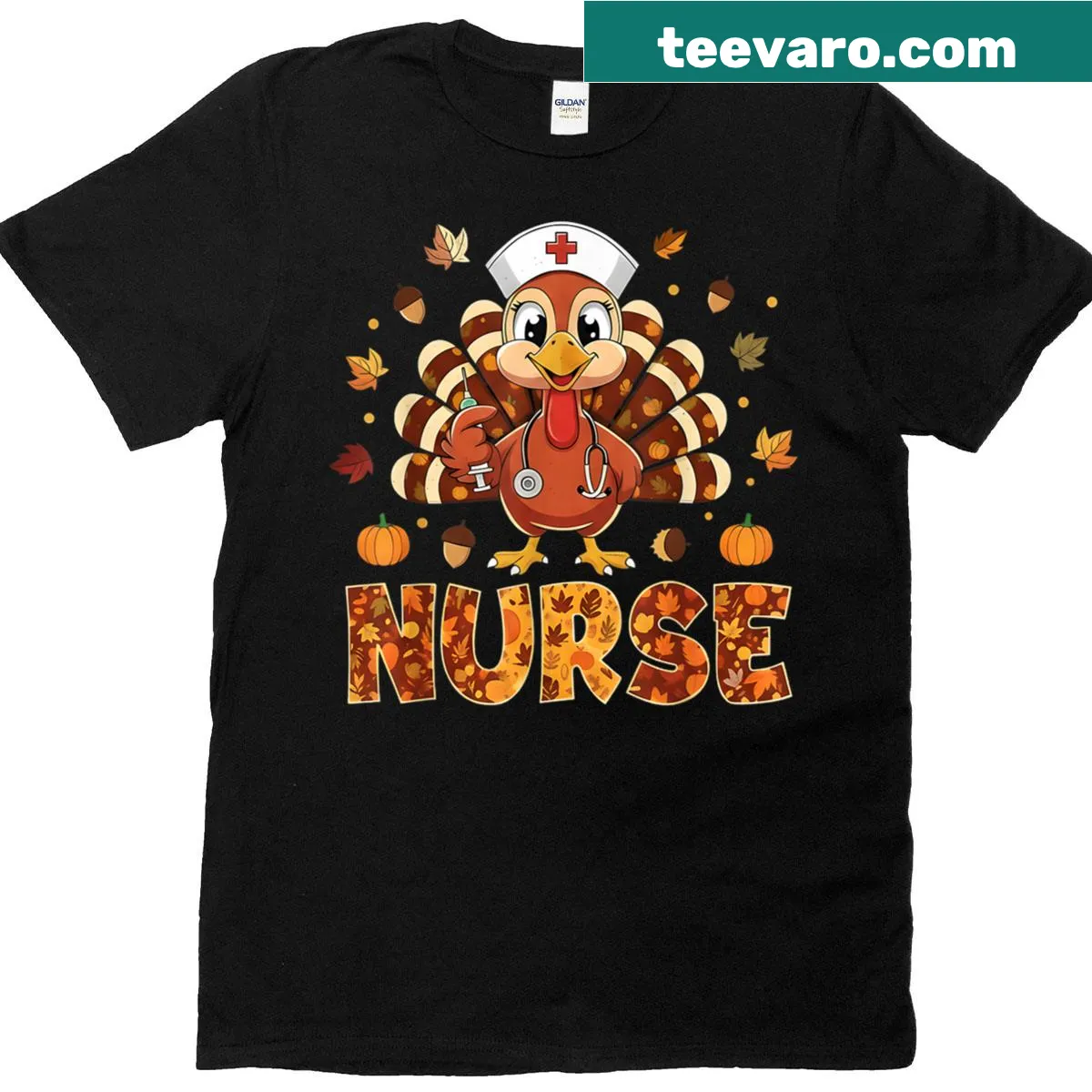 Heartfelt Thanksgiving graphic for nurses on a T-shirt — on a men's t-shirt