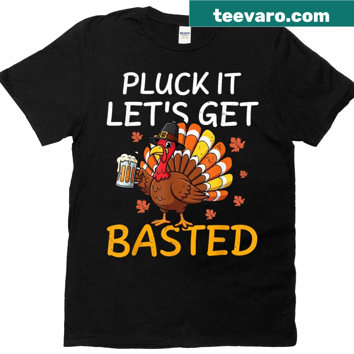 Funny Thanksgiving T-shirt with humorous turkey design — on a men's t-shirt
