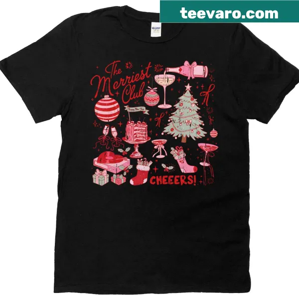 Cute Christmas-themed t-shirt with whimsical graphics