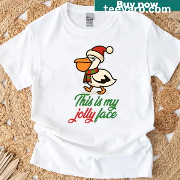 Whimsical Christmas pelican design on a funny t-shirt