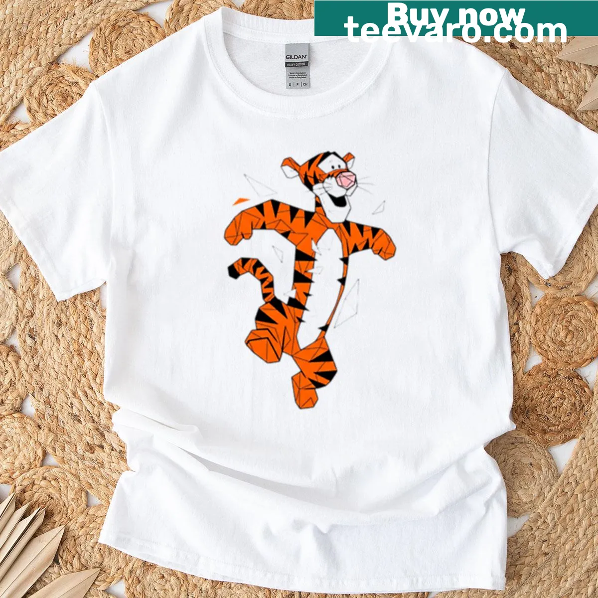 Abstract geometric design featuring Tigger's bounce motif — on a men's t-shirt