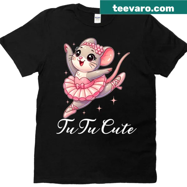 Kawaii dancing mouse in a tutu on a fun ballerina t-shirt