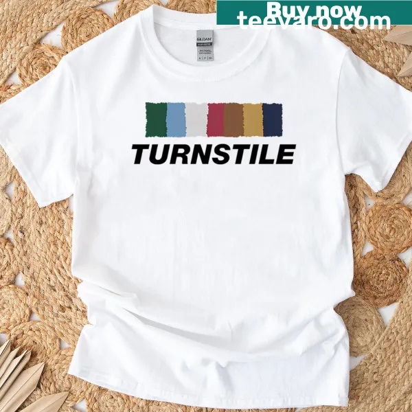 Minimalist Turnstile band graphic on a casual t-shirt