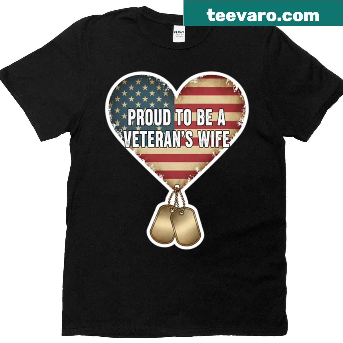 Heartfelt Veterans Wife graphic T-shirt with proud message — on a men's t-shirt