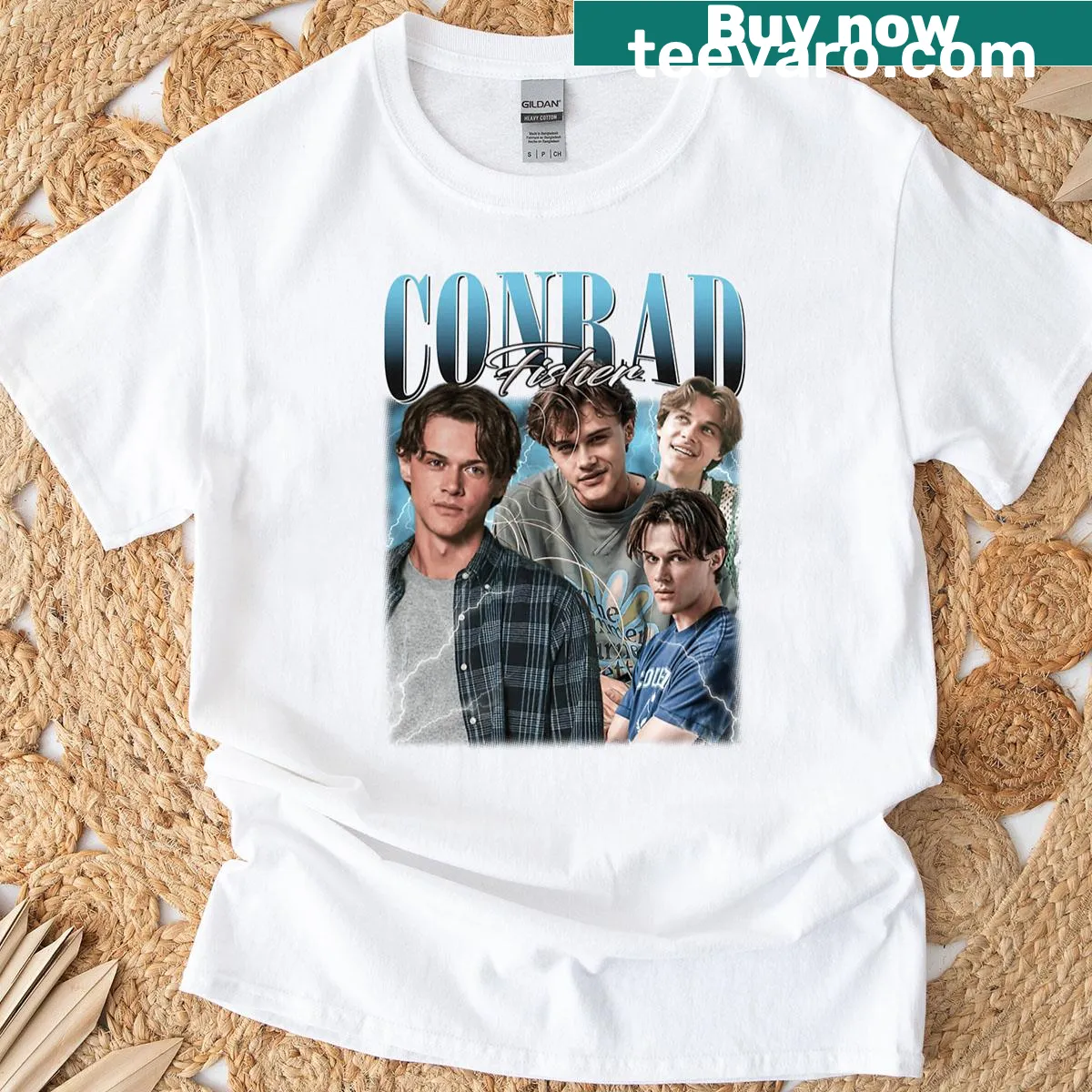 Vintage-style T-shirt with retro fishing design and summer theme — on a men's t-shirt