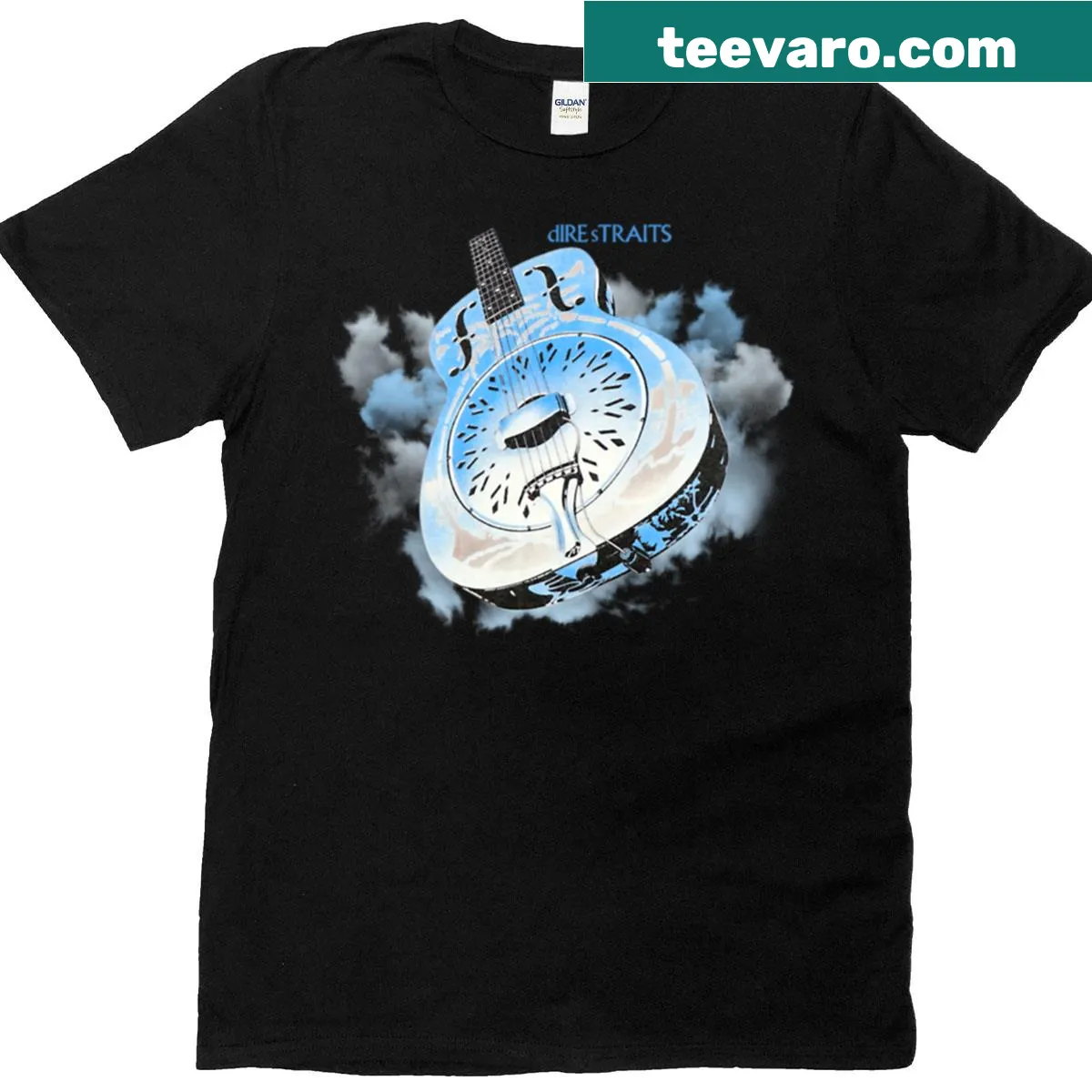 Vintage Dire Straits t-shirt featuring Brothers In Arms design — on a men's t-shirt