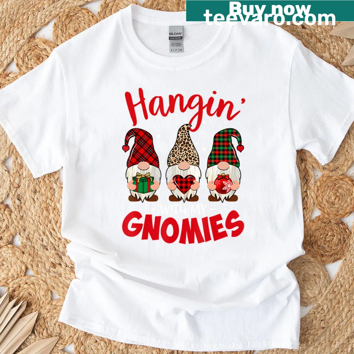 Funny holiday gnome design with quote on a vintage t-shirt — on a men's t-shirt