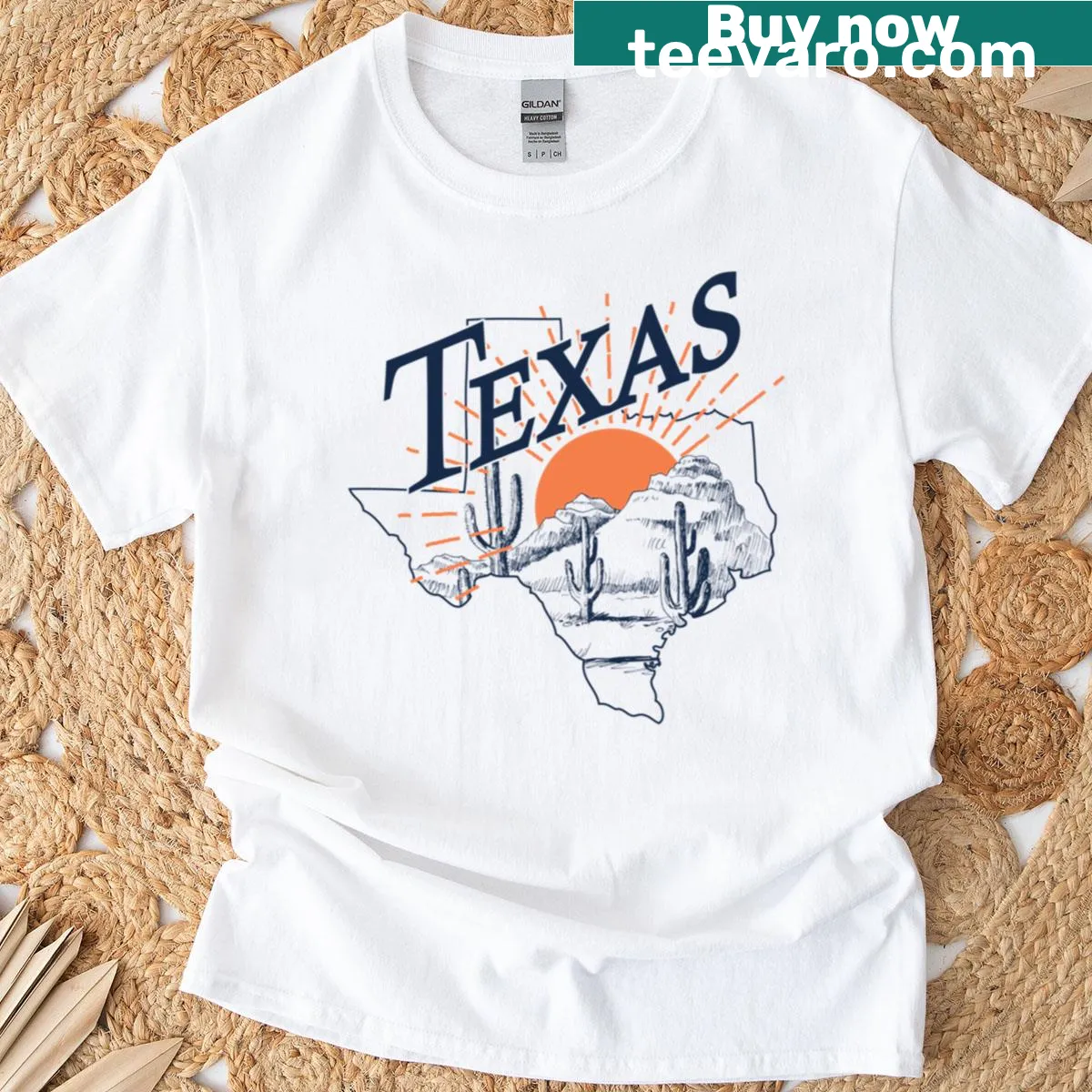 Charming western sunset graphic on a vintage-style T-shirt — on a men's t-shirt