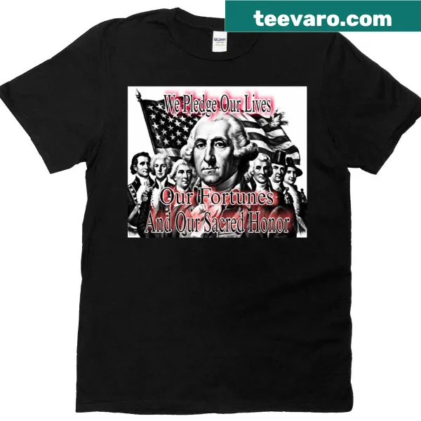 Patriotic T-shirt with bold text declaring sacred honor