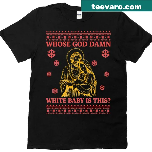 Edgy nativity-themed T-shirt with humorous text