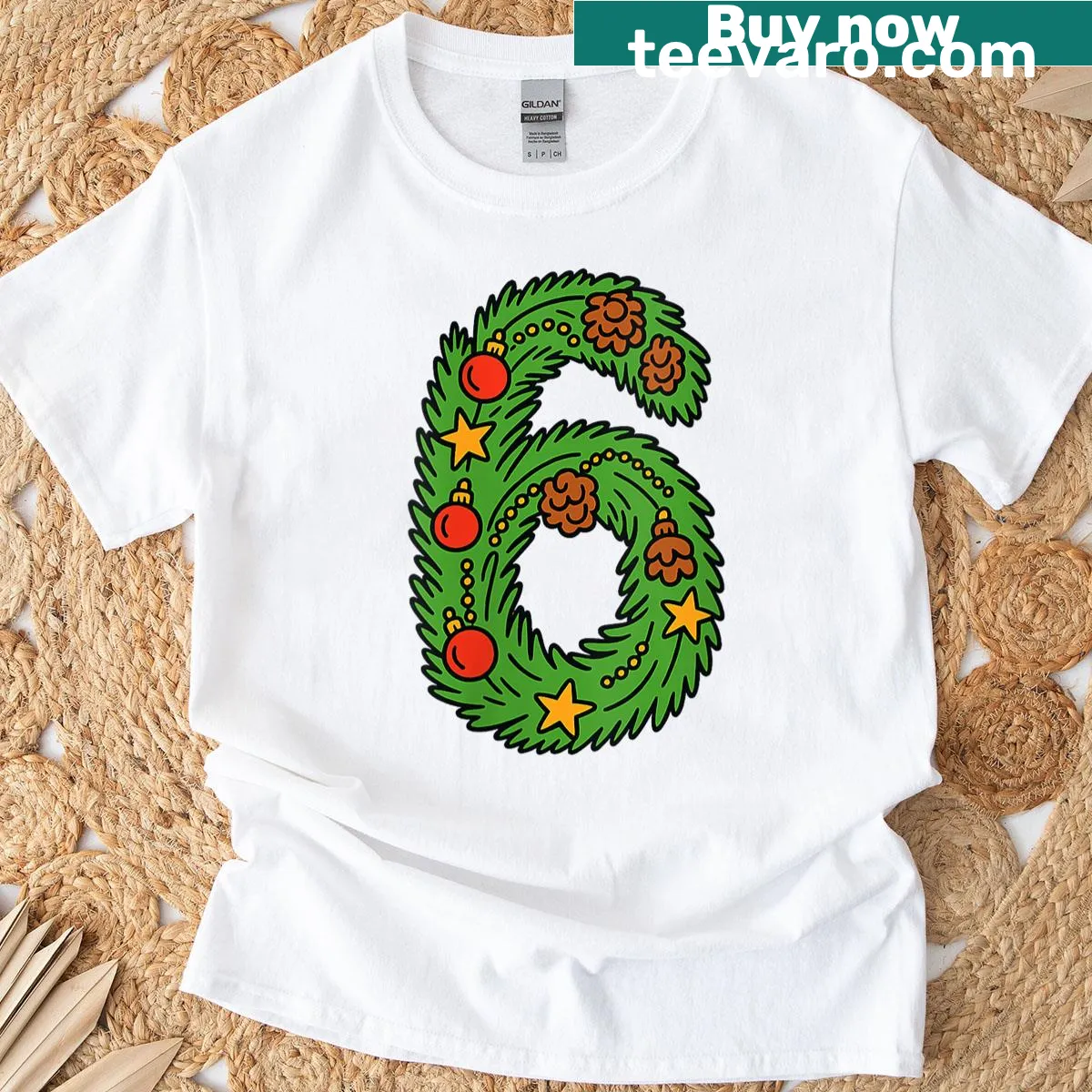 Funny Christmas pajama T-shirt with holiday wreath and meme design — on a men's t-shirt