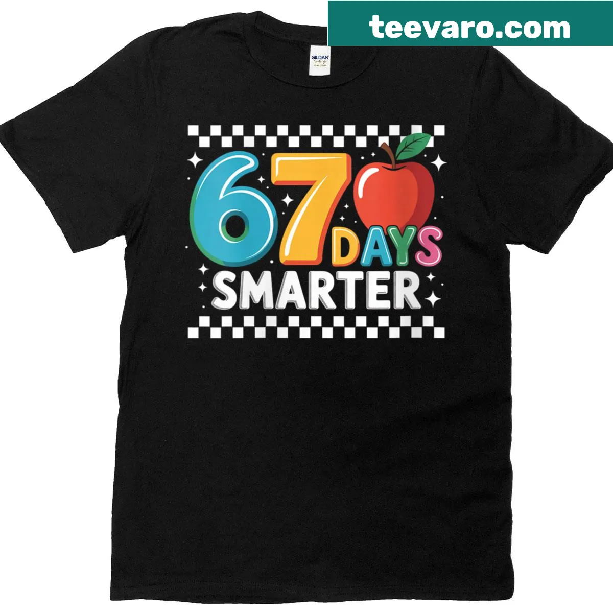 T-shirt celebrating the 67th day of school with playful text — on a men's t-shirt