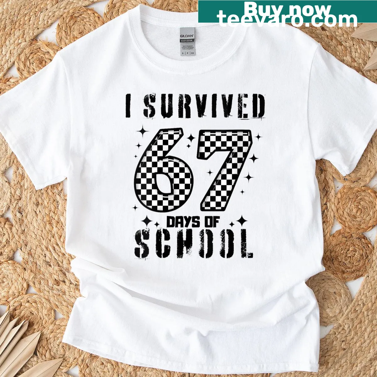 Funny teacher T-shirt for the 67th day of school with math meme. — on a men's t-shirt
