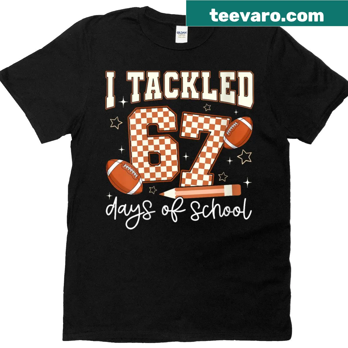 Playful t-shirt celebrating school days with sports theme — on a men's t-shirt