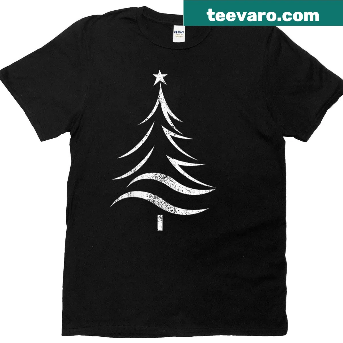 Minimalist Christmas tree T-shirt with cute design — on a men's t-shirt