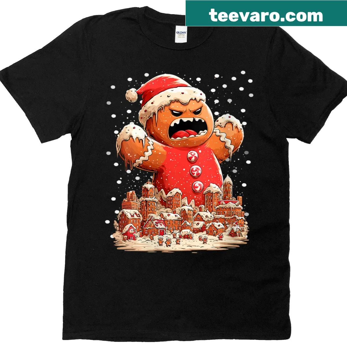 Funny Santa gingerbread cookie T-shirt for Christmas — on a men's t-shirt