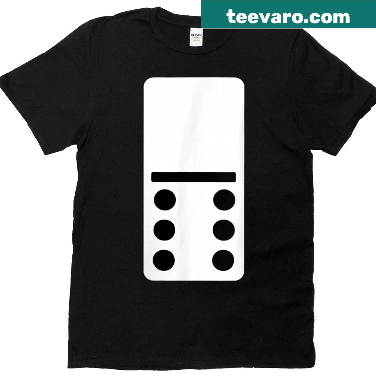 Funny t-shirt featuring Six Blank Dominoes Game 67 meme — on a men's t-shirt
