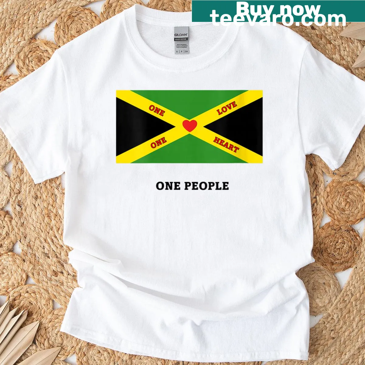T-shirt featuring the phrase 'I Love Jamaica.' — on a men's t-shirt