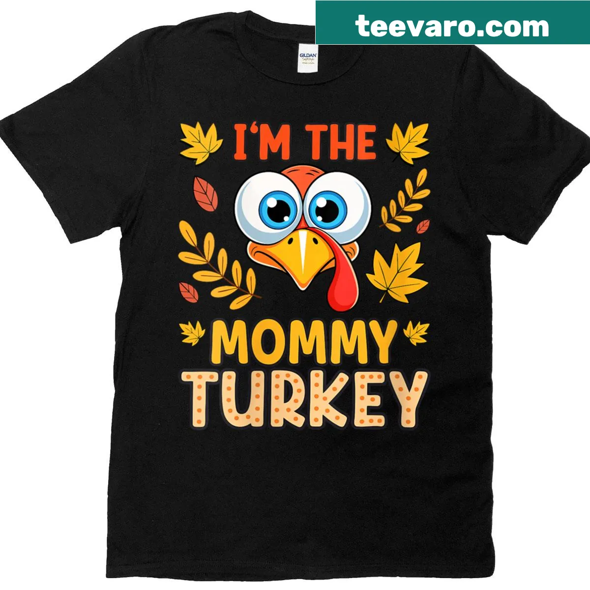 Cute Thanksgiving t-shirt with I'm The Mommy Turkey text — on a men's t-shirt