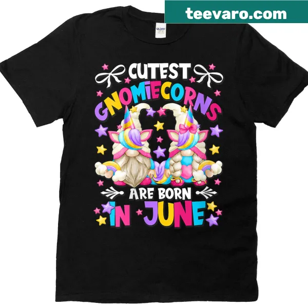 Birthday-themed t-shirt with unicorn gnomes for girls