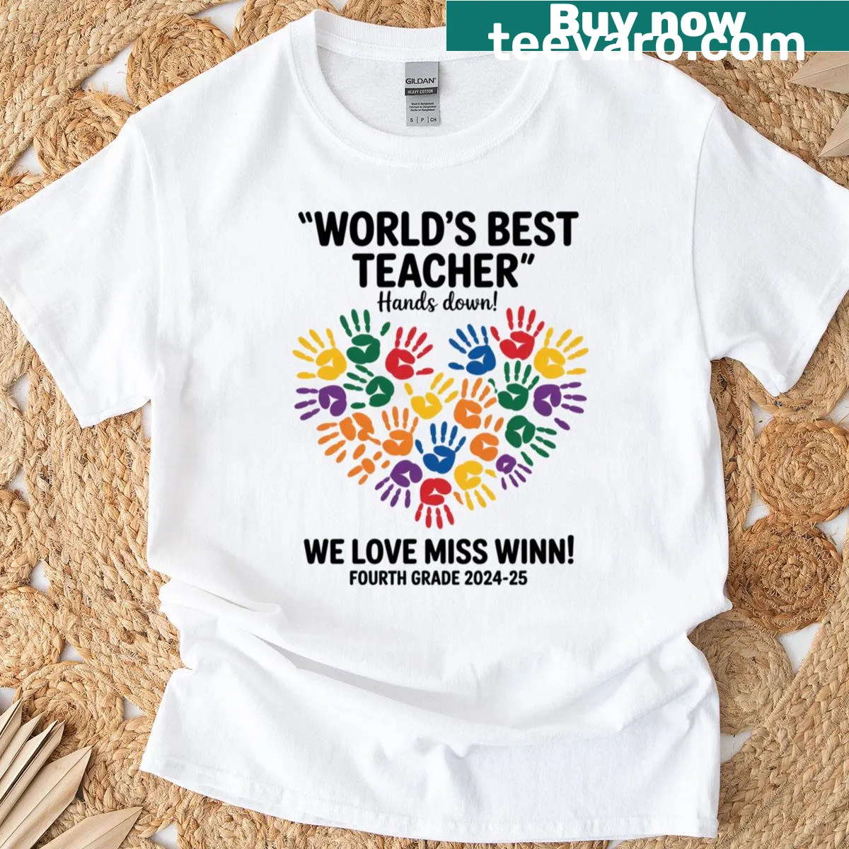 Funny World's Best Teacher T-shirt with humorous text design. — on a men's t-shirt