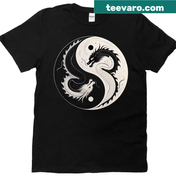 Minimalist Ying And Yang symbol on a T-shirt