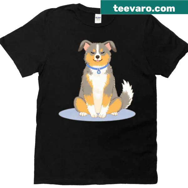 T-shirt with a peaceful dog illustration in a meditative pose