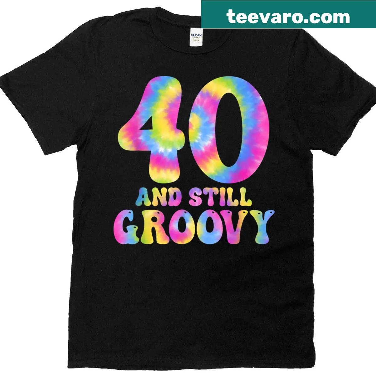 T-shirt for 40th birthday featuring the phrase 40 And Still Groovy. — on a men's t-shirt